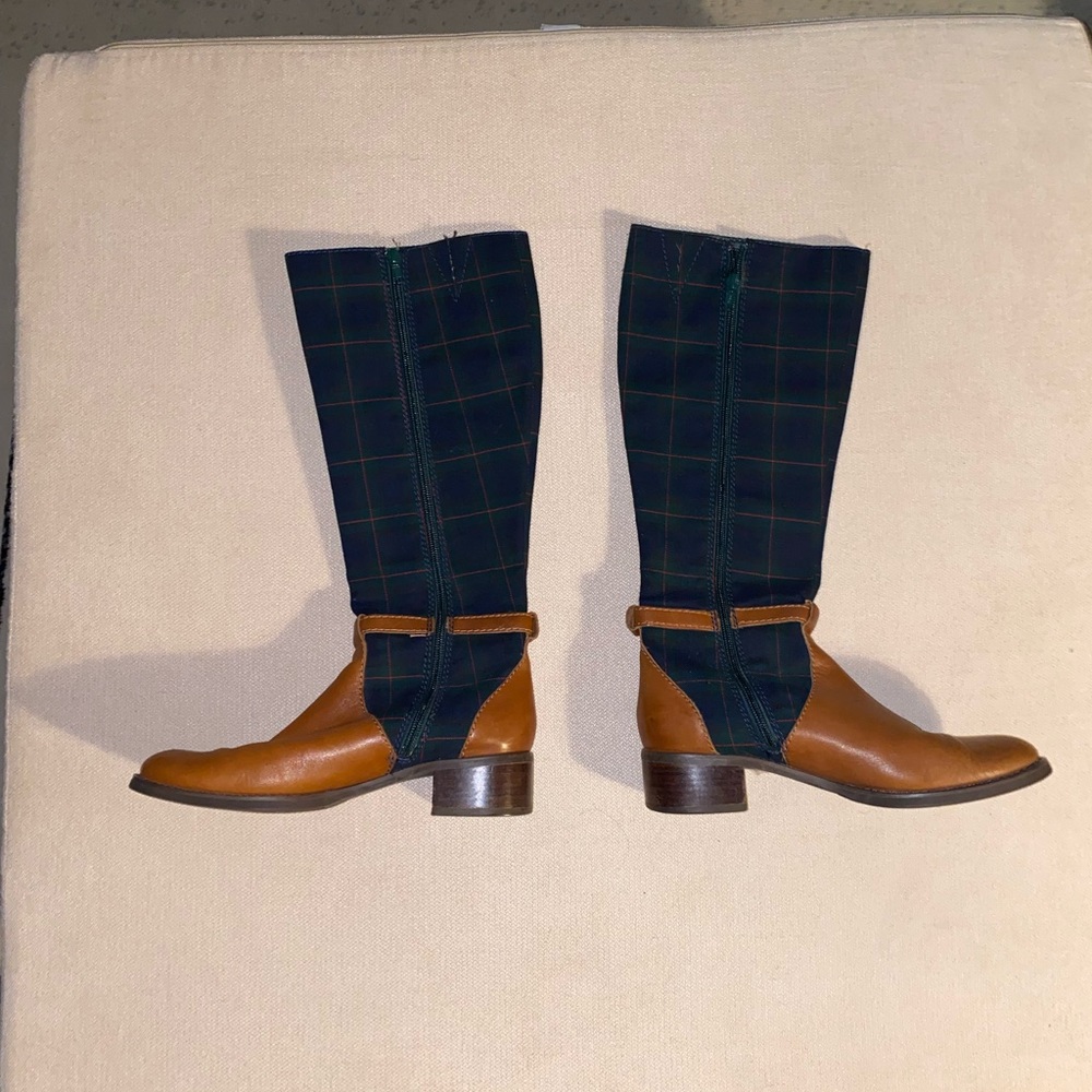 Ettiene Aigner tartan plaid and leather boots. Size 7.5 Excellent Condition